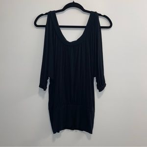 Pink Rose Open Shoulder Women’s Black Blouse Size S